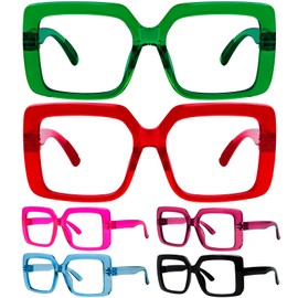 Eyekepper Huge Metalless Reading Glasses with Screwless Spring Hinges 6 Pack Oversized Readers for Women +2.75