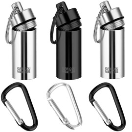 GC 3 x Pocket Ashtray Mini Stick Cup with Carabiner Compatible with IQOS Iluma Prime Terea and Heets Sticks, Herb Tin, Set of 3, Silver/Black