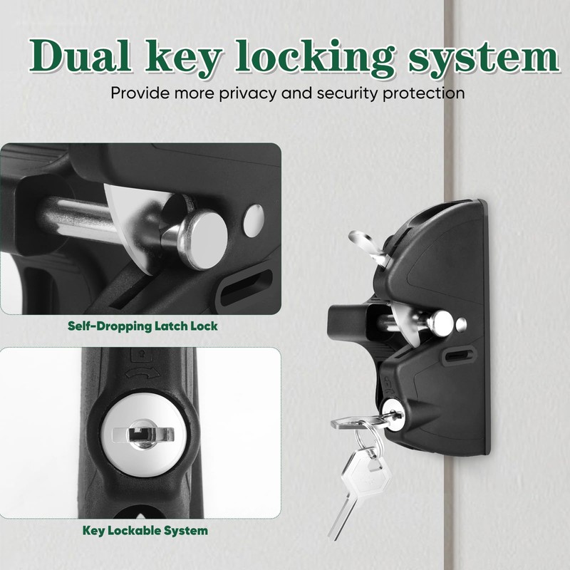 Gate Latch Key, Built in Stainless Steel Lock Tongue, Adjustable,