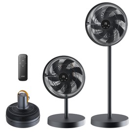 shinic 14" Pedestal Fan with Remote, Standing Oscillating Fan for Bedroom Office, Portable Foldable Tabletop Fan for Storage with 3 Speeds and Modes, 12H Timer, Adjustable Height, Touch Control