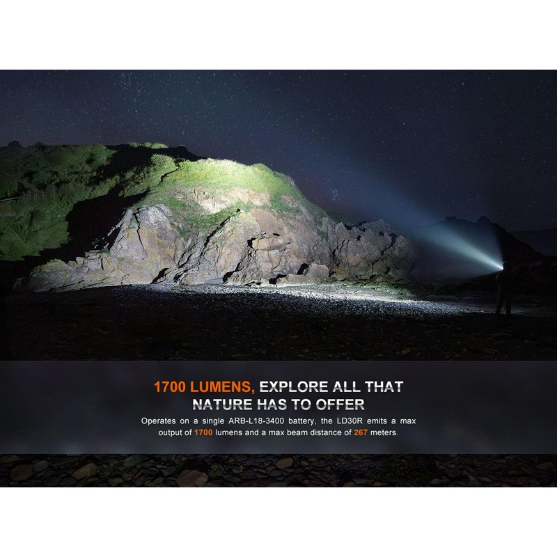 Fenix LD30R EDC Flashlight, 1700 Lumen USB-C Rechargeable for Everyday