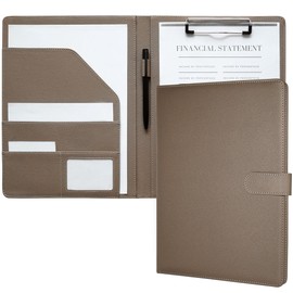 Mymazn Document Bag A4 Document Bag PU Leather Block Holder A4 Document Folder Organizer Portfolio Form Holder (Taupe)