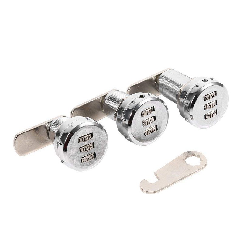 AUNMAS Cabinet Coded Lock, Stainless Steel Silver 3 Digit Code