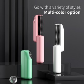 Wireless Portable Ionic Hair Straightening Comb Free Size/Green 2ea