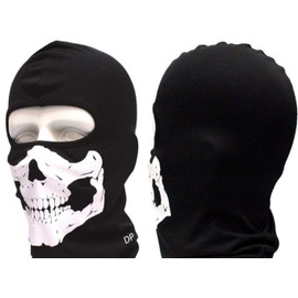 D-drempating pa131 Skull Face Mask, Skull Neck Type or Full Type, Military Survival Game, Airsoft Game, Ultra-Thin, Microfiber, Tactical Ghost, Army, Camouflage (Black, Full Type)