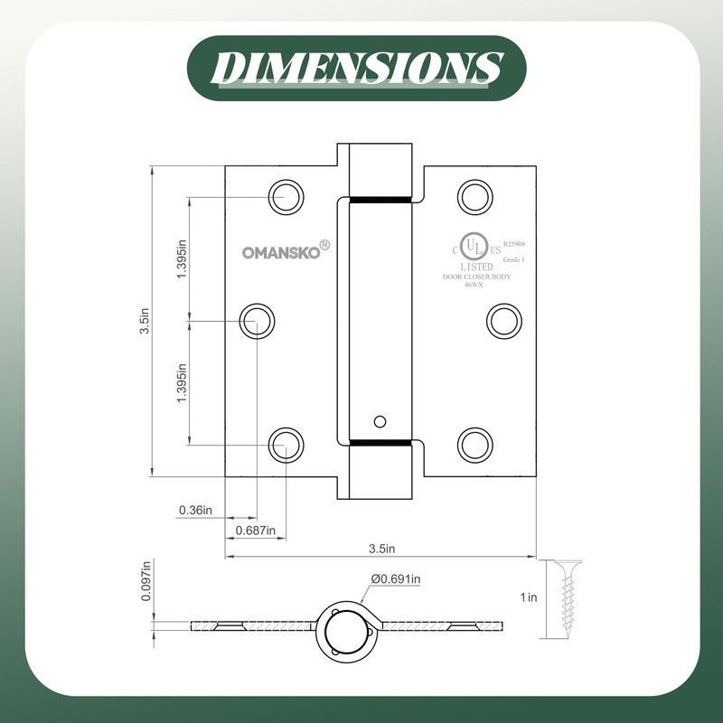 2 Pack Self Closing Door Hinges 3.5 inch Matte Black