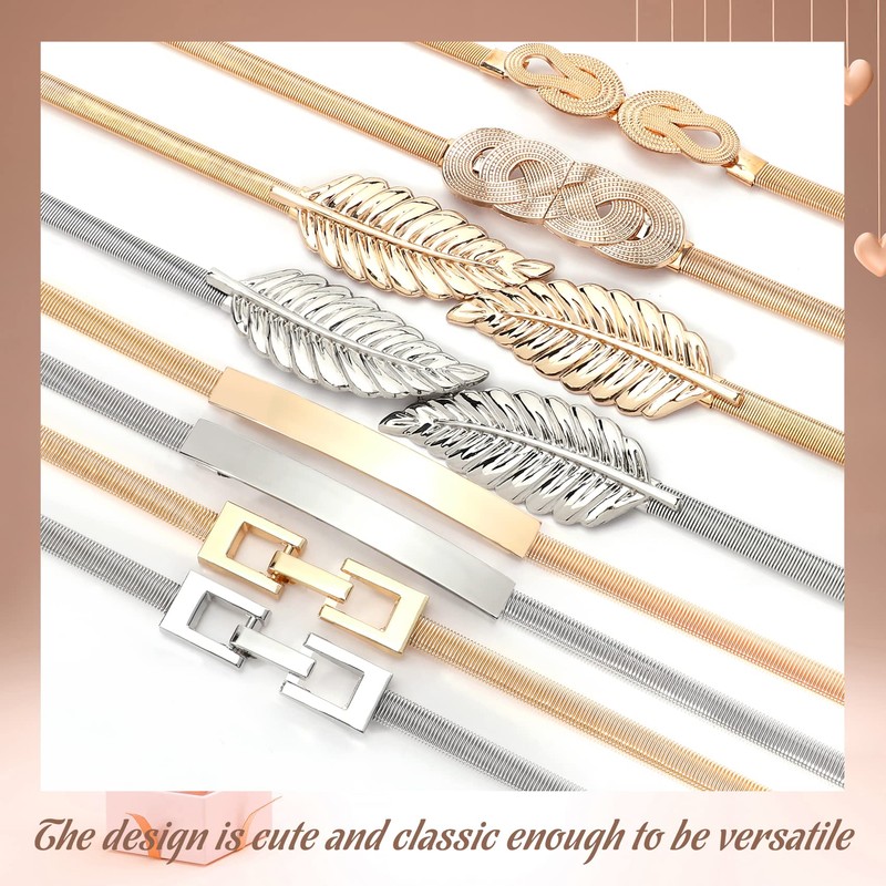 JASGOOD Skinny Metal Cinch Belt for Dress Stretch Thin Waist