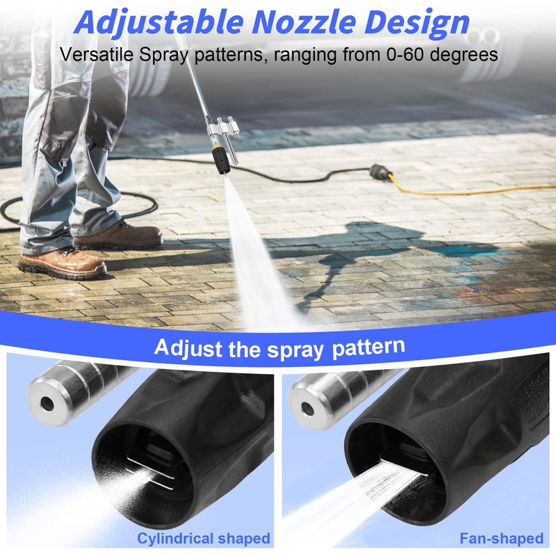 Three-in-one Adjustable Downstream Soft Wash Nozzle, M5 Twist Nozzle soft