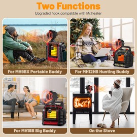 HIDALIFE Wood Stove Fan, Heat Powered Fireplace 6 Blades Fan with Bracket Compatible for Buddy Heater,Thermal Stove Fan for Gas Pellet Wood Burner with Magnetic Thermometer