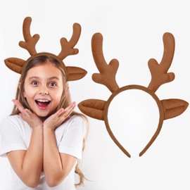 Christmas Headbands Brown Antlers Hair Hand Reindeer Hair Hoop Cute Animal Hairbands Xmas Head Band Christmas Party Birthday Hair Accessories for Winter Photo Props Head Wear Gifts