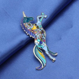 DUOWEI Delicious 6 Colours Unicorn Horse Brooch Fancy Unicorn Lapel Pin Clothing Scarf Accessories for Women Girls Jewellery Gifts, enamel, No gemstone