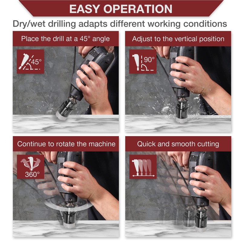 LFGUD Diamond Hole Saw Kit, 6-Piece Diamond Core Drill Bits