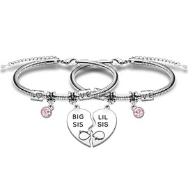 HULALA Big Sis Little Sis Matching Sister Bracelets For 2 Girls Women Sisters Birthday Christmas Jewellery Gifts