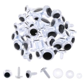 Pack of 50 Googly Eyes, Safety Eyes for Crochet Animals, 10 mm/12 mm/15 mm/18 mm, Plastic, Small Button Eyes, Doll Eyes, Wiggly Eyes, No Sewing Glue, Required for Dolls, Plush Toy, Knitting Dolls,