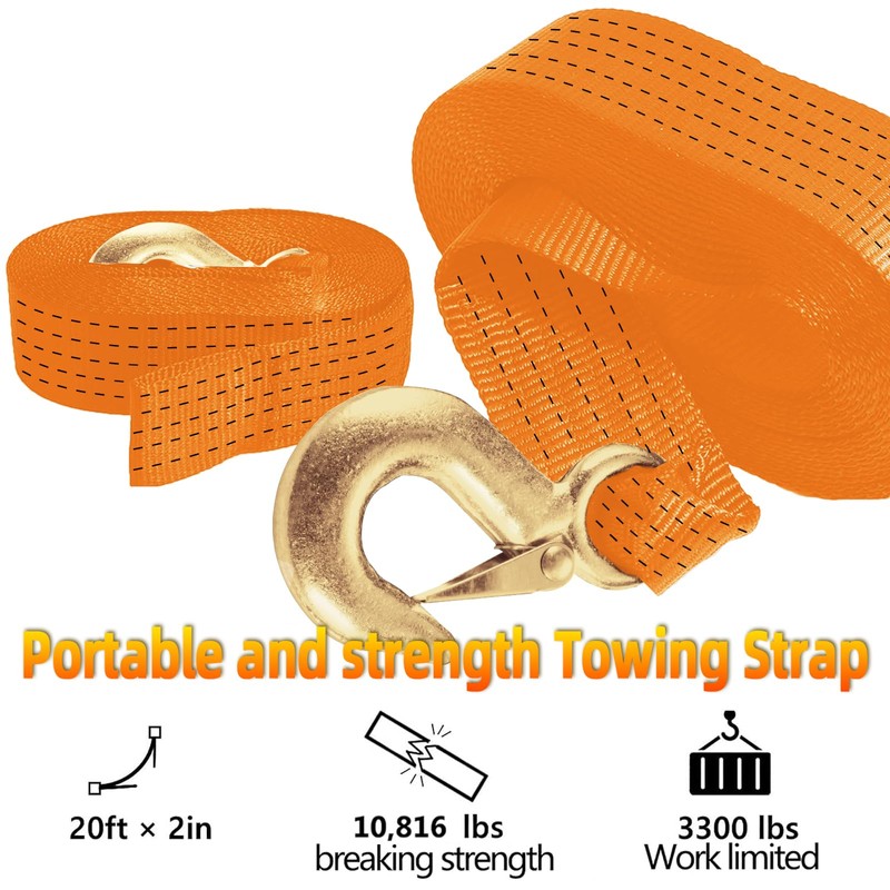 Seamander Boat Trailer Winch Strap with Hook,Heavy Duty Winch Strap