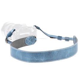 MegaGear MG2001 SLR DSLR Genuine Leather Shoulder or Neck Strap (Blue)