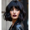 CoCrowns Short Wavy Wig with Air Bangs Shoulder Length Women's