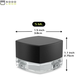 (200 Pack) 5ml Thick Glass Square Jars with Black Child Resistant Lids - Storage for Oil, Lip Balm, Wax, Cosmetics - Mini Child Proof Container