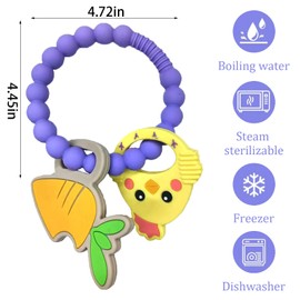 Guoyou Beißring Baby BPA-Frei Zahnungshilfe Baby Schmerzlindernde Zahnen Beißspielzeug Babys Zahnfleisch zu Stimulieren und zu Massieren Beißröhrchen Babys für 3+ Monate Kleinkinder