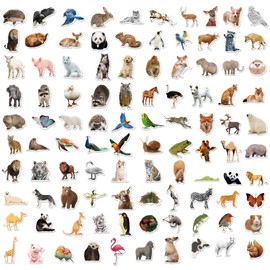 MEMOFYND 100 Animal Stickers, Realistic Animal Stickers, Waterproof Photo Stickers, Reusable Stickers for Children, Forest Animal Stickers, Funny Stickers for Children