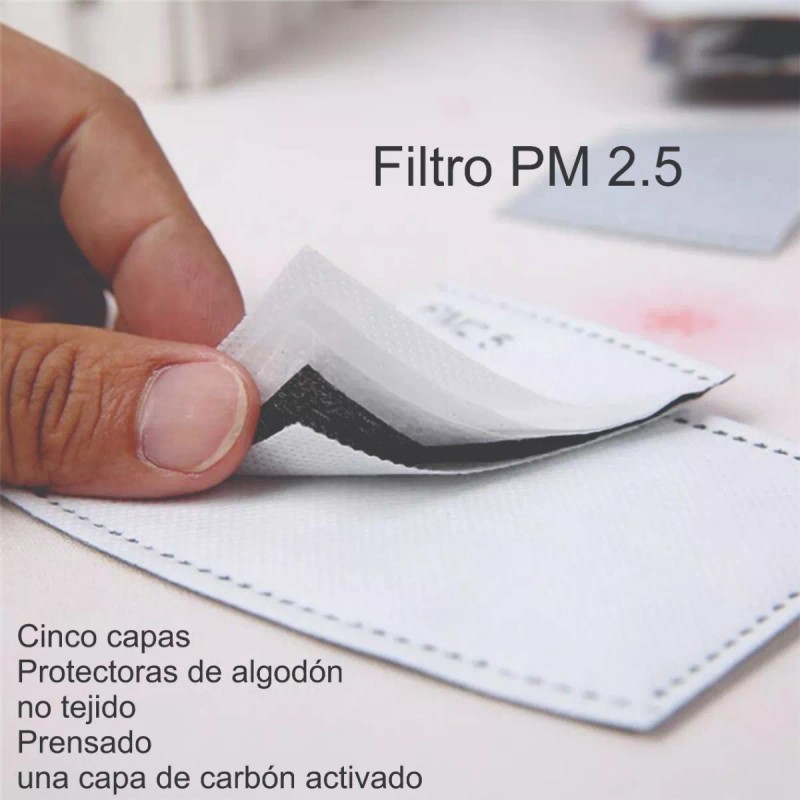 Healowa Cubre Bocas Lavable Válvula 4 Filtros Pm2.5 5 Capas