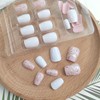 White Press on Nails Short Square Fake Nails with Flower