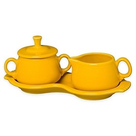 Homer Laughlin Sugar Creamer Tray Set, Daffodil