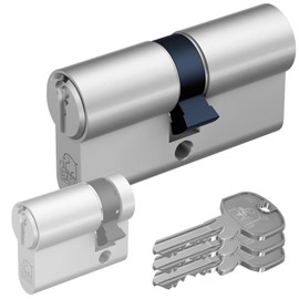 BASI 5200-1010 40/40 mm AS Profile Double Cylinder with Emergency Function - Nickel