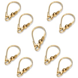 DIY925 5 Pairs of Women's Leverback Earrings Gold 18 mm 925 Sterling Silver 24 K Gold-Plated for Jewellery Making DIY