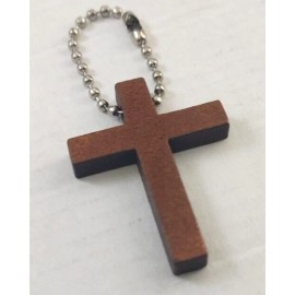 Mini Wooden Cross Keychain Wood Key Chain Keyring Ring Bag Charm