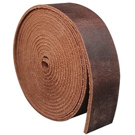 Genuine Leather Strip 1 Inch Wide 64 Inches Long for DIY Craft Projects, 1.8-2mm Thick, Coffee Brown