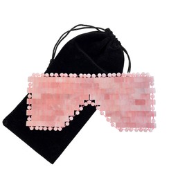 Eurow Luxe Natural Rose Quartz Eye Mask with Velvet Storage Pouch, Hot or Cold Therapy for Relaxation, Puffiness, Headaches, Stress Relief, Wellness, Skincare Routine, Meditation & Sleep