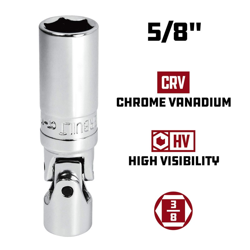 Powerbuilt 643002 3/8" Drive U Joint Spark Plug Socket 5/8"