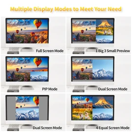 Arvitek HDMI KVM Switch 4 Port w/Multi-Viewer, 4K@30Hz Quad HDMI Multiviewer Switch 4x1 with PIP, POP, 3.5mm Audio Output, 6 Viewing Modes, Quick View for Security Camera, PC, Laptop, Fire Stick, Roku