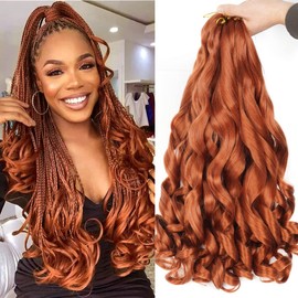 WIPPORYA Ginger French Curl Braiding Hair 24 Inch Soft Ginger Braiding Hair Pre Stretched Loose Wave Bouncy 100g/pack Yaki Crochet Hair for Black Women Hair Extensions for Braids (#350)