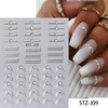 4 Sheets French Stripe Line Nail Stickers with Gold Silver