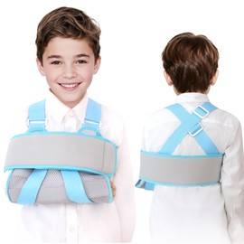 ENLUNTRA Kids Upper Extremity Sling, Breathable & Comfort Arm Sling Shoulder Immobilizer，Adjustable Arm Sling for Elbow Injury(Grey,S)