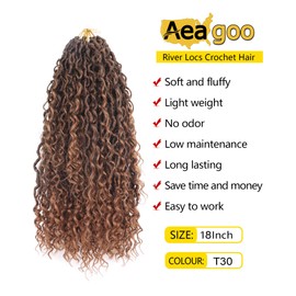 Faux Locs Crochet Hair, 18 Inch 7 Packs Pre Looped Goddess Locs Crochet Braids Hair For Black Women, Crochet Faux Locs Synthetic Hair Extensions (18 Inch, 7 Packs, T1B30)