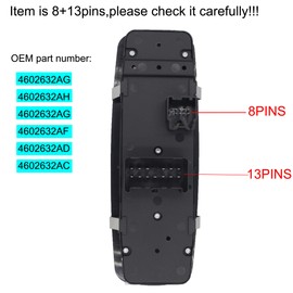 MOCW Driver Side Master Power Window Switch Fit for 2008-2012 Jeep Liberty,for 2008-2012 Dodge Nitro, for 2009-2010 Dodge Journey 4602632AC 4602632AH 4602632AG