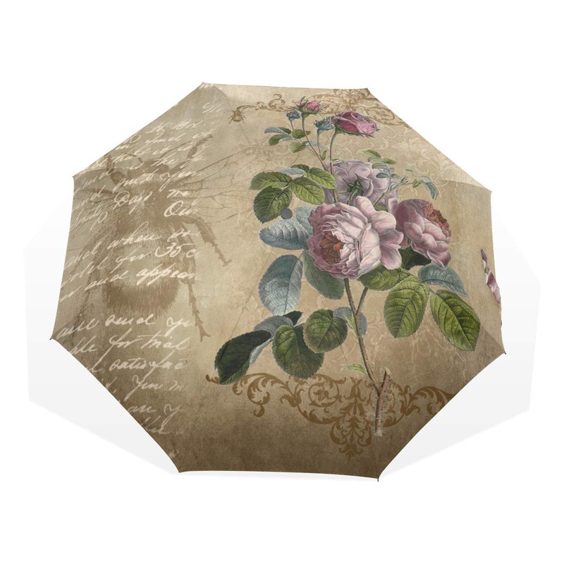 ISAOA Travel Umbrella, Non Automatic Compact Folding Retro Letter with