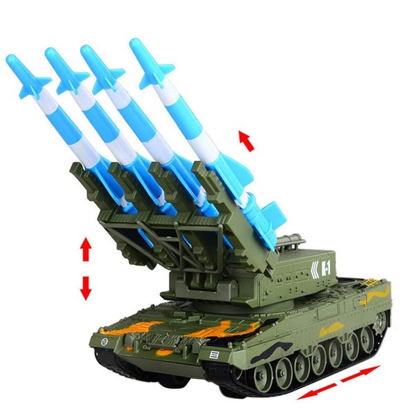 1:64 Scale Army Assembly Guided Missile Launcher Model Simulated Alloy Die-Cast Military Confrontation Tank Simulated Military Equipment to Defend Homes
