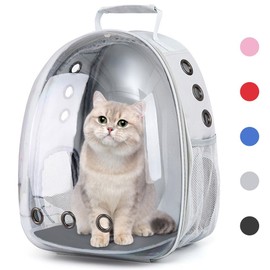Pet Backpack Carrier with Harness Backpack with Bubble Clear Front for Cats, Small Dogs, Bunnies etc with Harness Included, Pet Carrier for Traveling, Walking, Hiking and Outdoor Activities