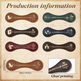 Spakon 6 Pcs Back to School Gifts for Student Christian Leather Magnetic Bookmarks Inspirational Bible Magnetic Bookmark Scripture Religious Book Markers for Reading Book Lover Teacher Office Supplies