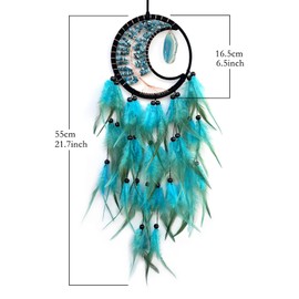 RAGKUU Blue Moon Dream Catcher with Agate Pendant Tree of Life Dream Catchers Handmade Feather Dream Catchers Wall Hanging Dreamcatcher Ornaments for Bedroom Home Decor