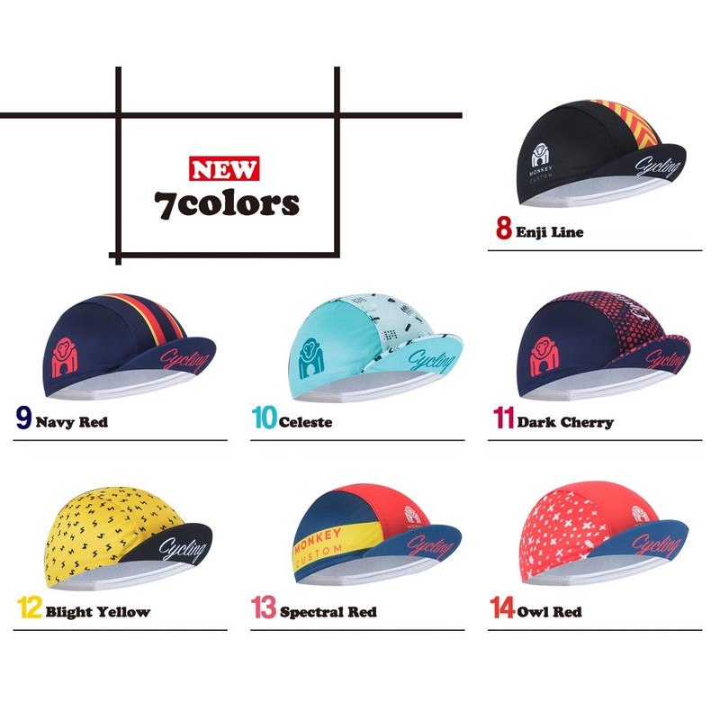 lapset Cycling Cap, Inner Cap, Unisex, Monkey Theme, 14 Colors,