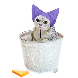 Paquete de 2 gorros de ducha impermeables para gatos, protectores de orejas para evitar humedad y agua