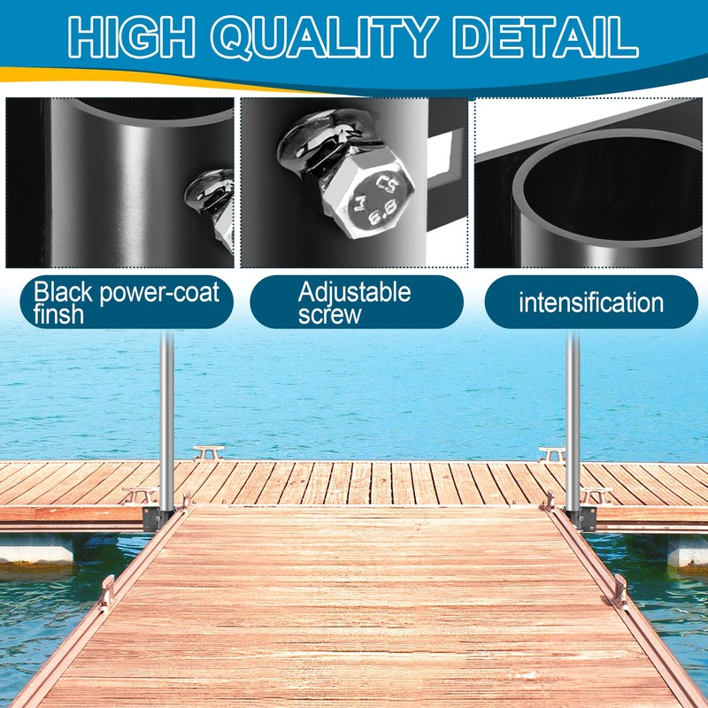 Stationary Dock Inside Corner Leg Pipe Holder, Heavy-Duty Floating Dock