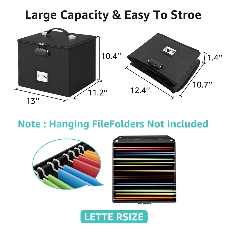 2 Pack Fireproof Document Box File Organizer - Portable Waterproof