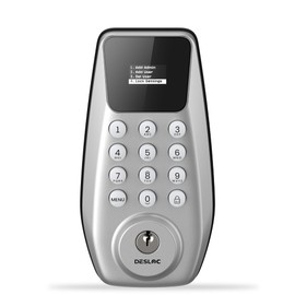 DESLOC Smart Door Lock C100 Keyless Entry Door Lock with Display, Keypad Deadbolt with Screen, Auto Lock, 100 PIN Codes, Passage Mode, IP54, 12 Months Battery, BHMA Grade 3-Silver