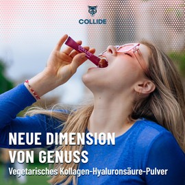 COLLIDE Collagen Hyaluronic Acid Powder Cherry Flavour - 14 Servings of Collagen - Sugar Free & Vegetarian - Swiss Formula - With Vitamin C, Biotin, Zinc & Folic Acid